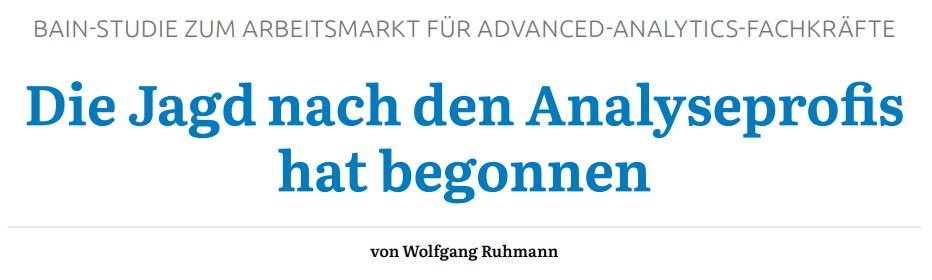 Die Jagd nach den Analyseprofis hat begonnen