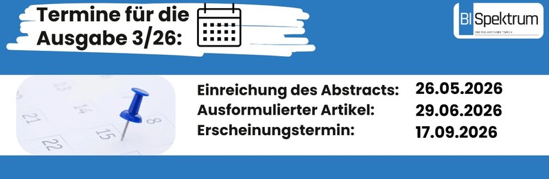 Banner Termine BI-SPEKTRUM Ausgabe 3/26 zum Call for Article