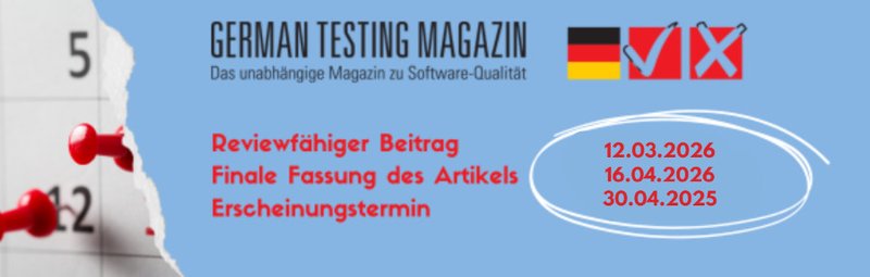 Banner Call for Articles German Testing Magazin 1/2026