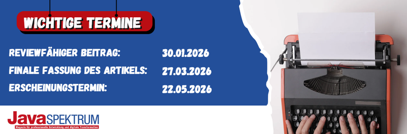 Banner Call for Articles JavaSPEKTRUM Ausgabe 3/2026