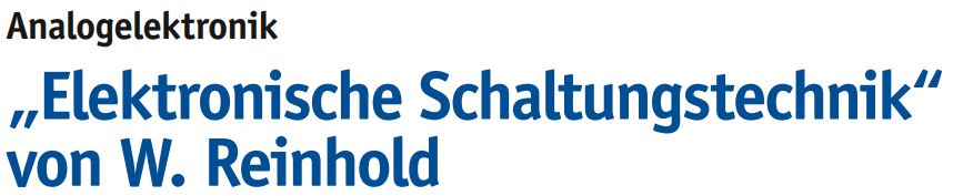 Elektronische Schaltungstechnik von W. Reinhold