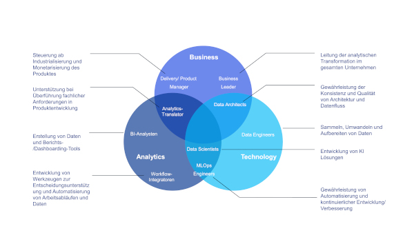 Entwicklungszyklus verschiedener Rollen in den einzelnen Unternehmensbereichen